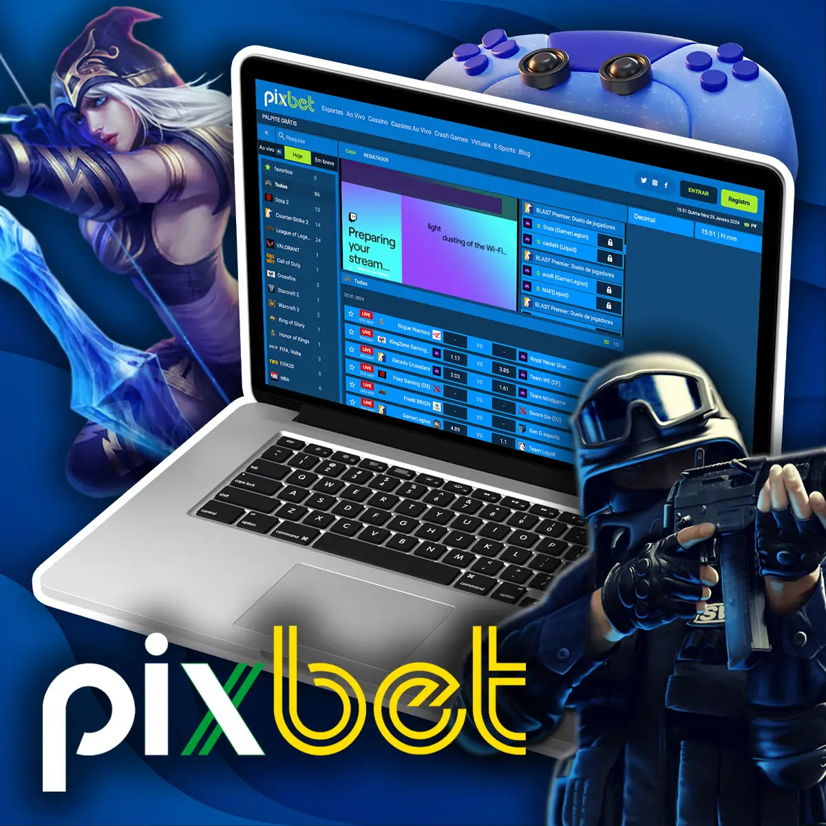Os seguintes tipos de apostas estão disponíveis no Pixbet e-Sports